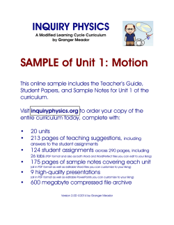 Unit 1: Motion - SAMPLE