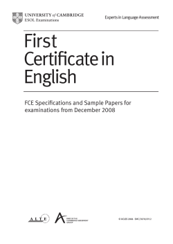 FCE First Certificate in English (FCE ESOL - Learning Institute