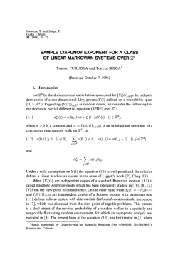 SAMPLE LYAPUNOV EXPONENT FOR A CLASS - Project Euclid