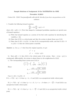 Sample Solutions of Assignment 10 for MATH3270A for ODE
