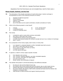 1 GCC, ECN 211, Sample Final Exam Questions (Questions from