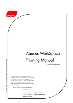 Abacus WorkSpace Training Manual - Abacus Distribution Systems