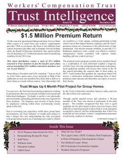 December 2014 Newsletter - The Trust