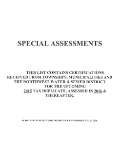 NEW* 2015 Pending Special Assessments