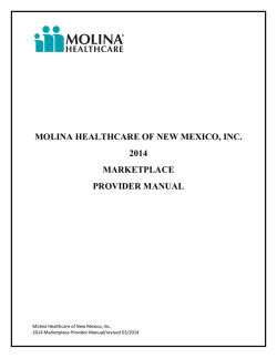 molina healthcare of new mexico, inc. 2014 marketplace provider