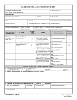 DD Form 2977, Deliberate Risk Assessment Worksheet, January 2014