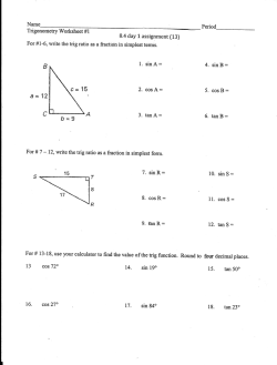 Period Trigonometry Worksheet # I 8.4 day 1 - U-46 Schools