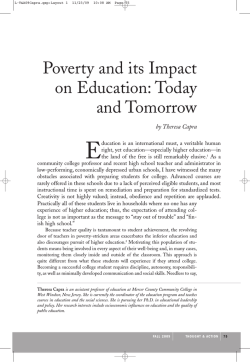 Poverty and its Impact on Education: Today and Tomorrow