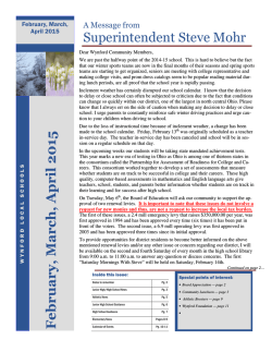 February-March-April 2015 Newsletter