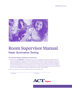 Room Supervisor Manual - ACT Aspire Landing Page