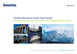 Deloitte Alternative Lender Deal Tracker Focussed on primary deal