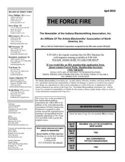 THE FORGE FIRE - Indiana Blacksmithing Association, Inc.