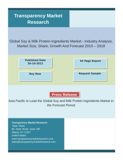 Global Soy & Milk Protein Ingredients Market - Industry Analysis, Market Size, Forecast 2010 – 2018