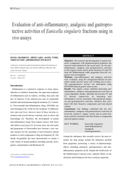 Evaluation of anti-inflammatory, analgesic and gastroprotective activities of Eunicella singularis fractions using in vivo assays.