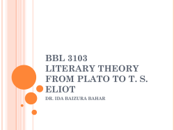BBL 3103 LITERARY THEORY FROM PLATO TO TS ELIOT DR. IDA