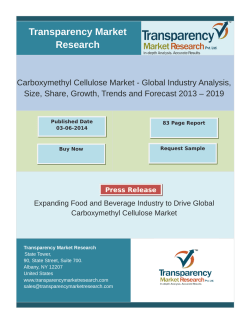 Carboxymethyl Cellulose Market - Global Industry Analysis, Growth, Trends ,Forecast 2013 – 2019