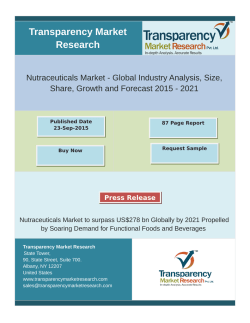 Nutraceuticals Market - Global Industry Analysis, Size, Share, Growth and Forecast 2015 - 2021