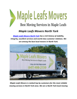 Maple Leafs Movers North York : Moving Company