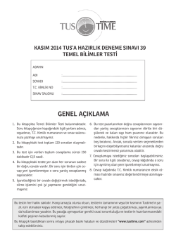 Tustime Turkiye Geneli "39. Tus Deneme Sınavı Açıklama Kitapçığı"