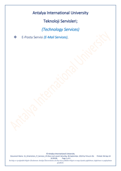 E-Mail Services - Uluslararası Antalya Üniversitesi