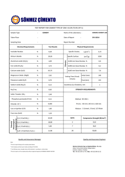 ) TEST REPORT FOR CEMENT TYPE OF CEM I 42.5R (TS EN 197-1)