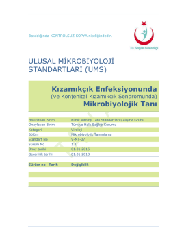 Ulusal Mikrobiyoloji Standartları - Türkiye Halk Sağlığı Kurumu