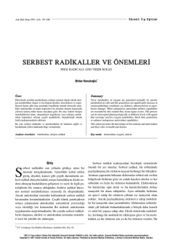 PDF - Serbest Radikaller ve Önemleri