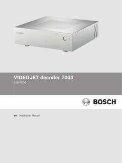 VIDEOJET decoder 7000 - Bosch Security Systems