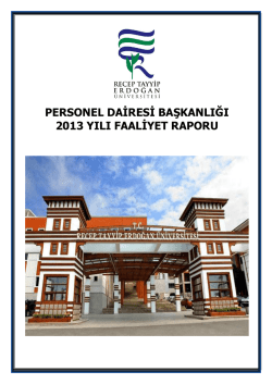 Personel Dairesi Başkanlığı 2013 Yılı Faaliyet Raporu