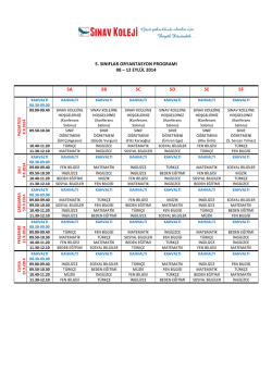 5. sınıflar oryantasyon programı 08 – 12 eylül 2014