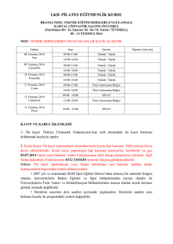 I.KD. PİLATES EĞİTMENLİK KURSU - Türkiye Cimnastik Federasyonu