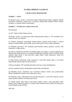 Futbol Disiplin Talimatı - Türkiye Futbol Federasyonu