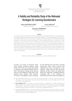 A Validity and Reliability Study of the Motivated