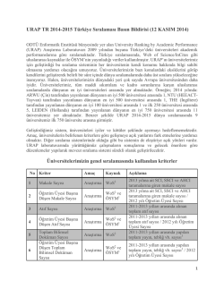 URAP TR 2014-2015 Türkiye Sıralaması Basın Bildirisi (12 KASIM