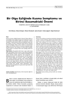 BÜR OLGU - Türkiye Aile Hekimliği Dergisi