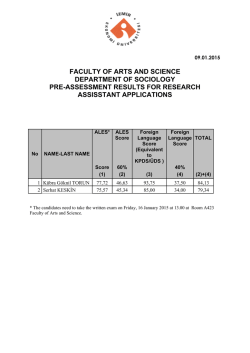 department of sociology pre-assessment results for research