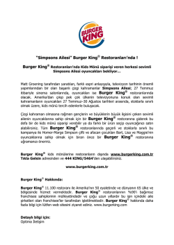 “Simpsons Ailesi” Burger King® Restoranları`nda ! Burger King