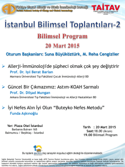 AİD İstanbul Bilimsel Toplantılarının ikincisi 20 Mart`ta
