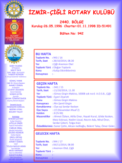 Çiğli Rotary Bülten 942 - İzmir Çiğli Rotary Kulübü
