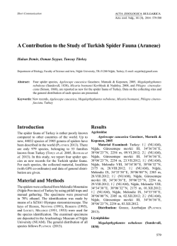 A Contribution to the Study of Turkish Spider Fauna (Araneae)