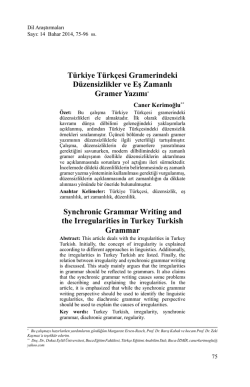 Türkiye Türkçesi Gramerindeki Düzensizlikler ve Eş Zamanlı Gramer