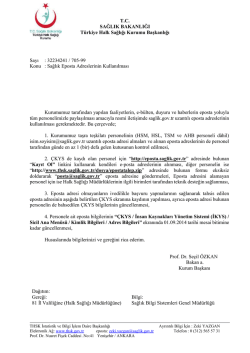 T.C. SAĞLIK BAKANLIĞI Türkiye Halk Sağlığı Kurumu Başkanlığı