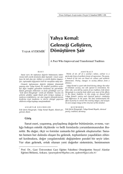 Yahya Kemal - Divan Edebiyatı Araştırmaları Dergisi