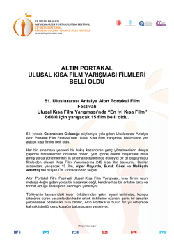 51.Uluslararası Antalya Altın Portakal Film Festivali Ulusal Kısa Film