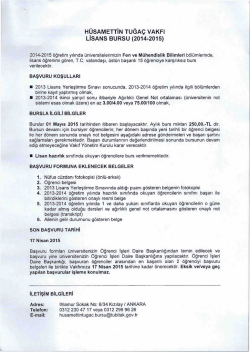 hüsamettin tuğaç vakfı lisans bursu (2014