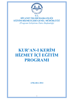 kuran-ı kerim hizmet içi eğitim programı - 2014
