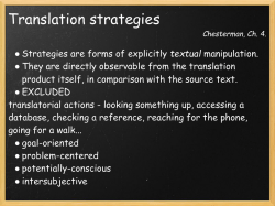 Translation Strategies (semantic)