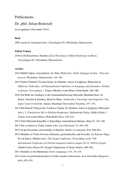 Publications 20141106 - Julian Rentzsch Turcologist