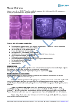 Plazma Nitrürleme Detay - Avantajlar