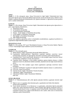 Sinop Üniversitesi Sağlık Yüksekokulu Uygulama Yönergesi